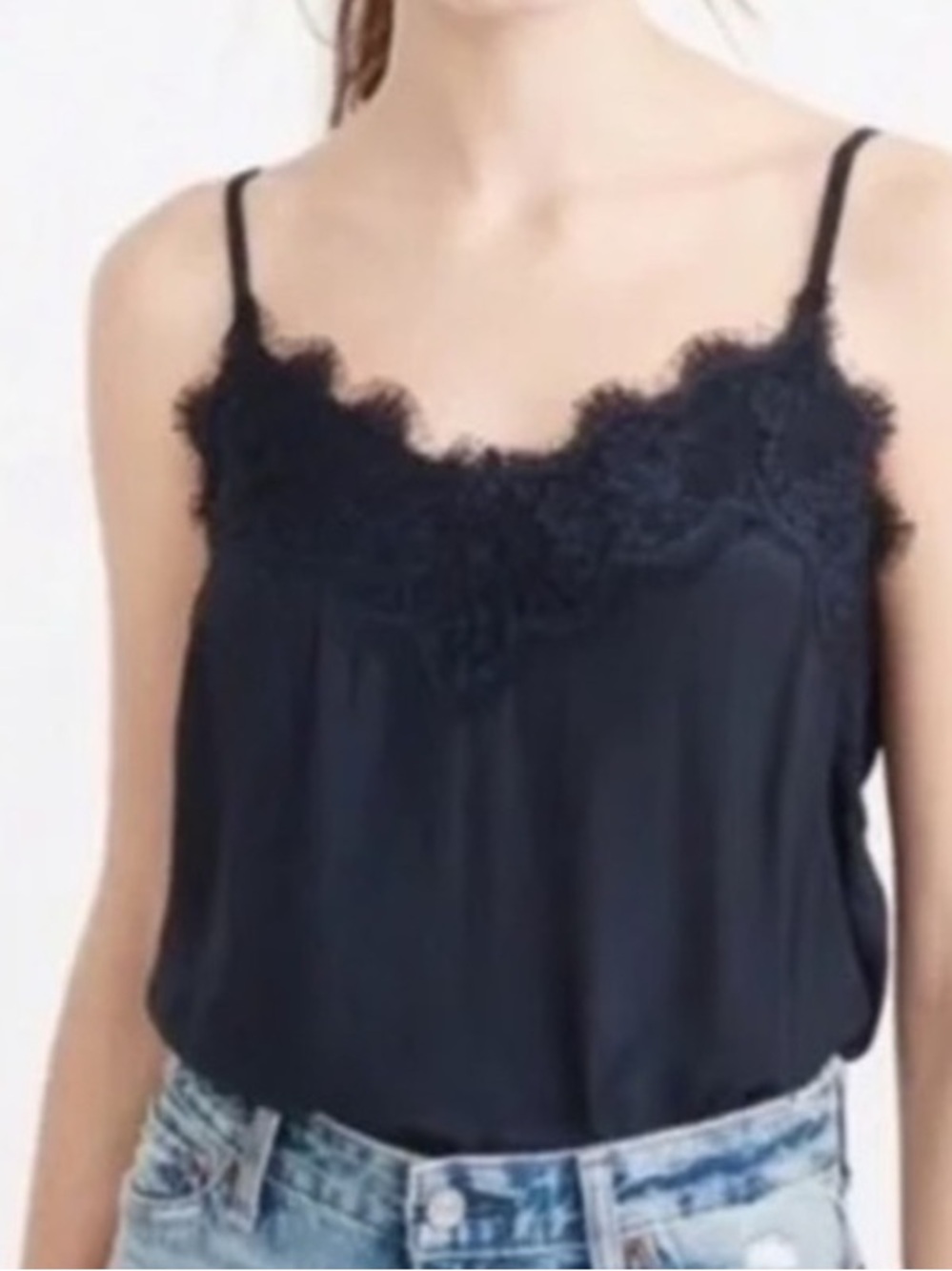 Abercrombie and fitch black lace dot tank top blouse size M